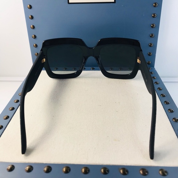 💯 - New authentic- Gucci Black Gg0102s - 001 Oversized Glitter Sunglasses - Picture 6 of 14